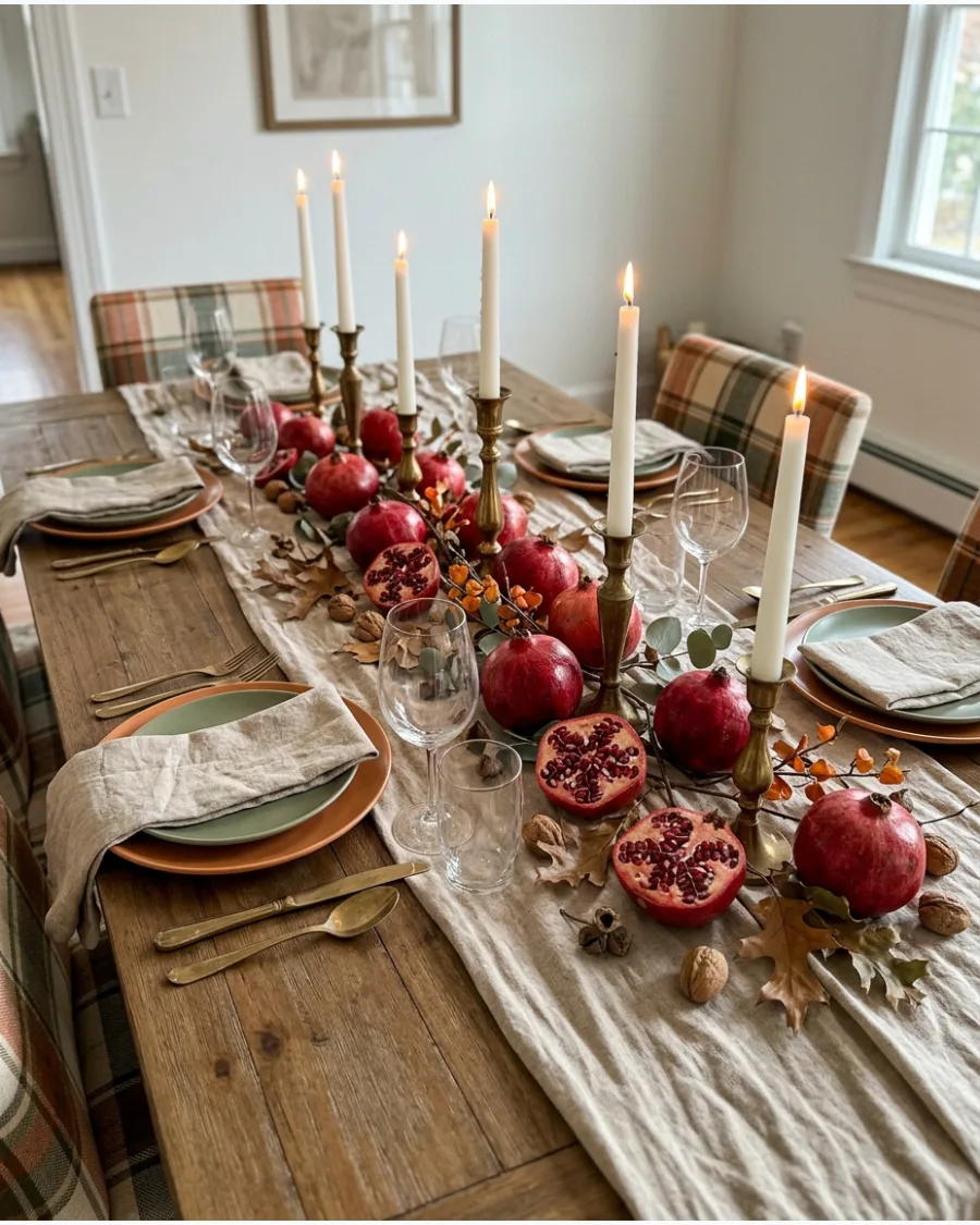 25. Pomegranate and Brass Thanksgiving Table