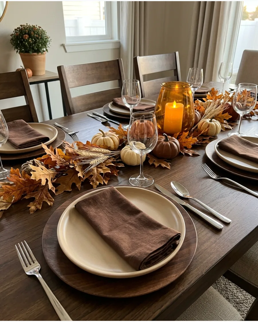 3. Beige and Brown Thanksgiving Tablescape