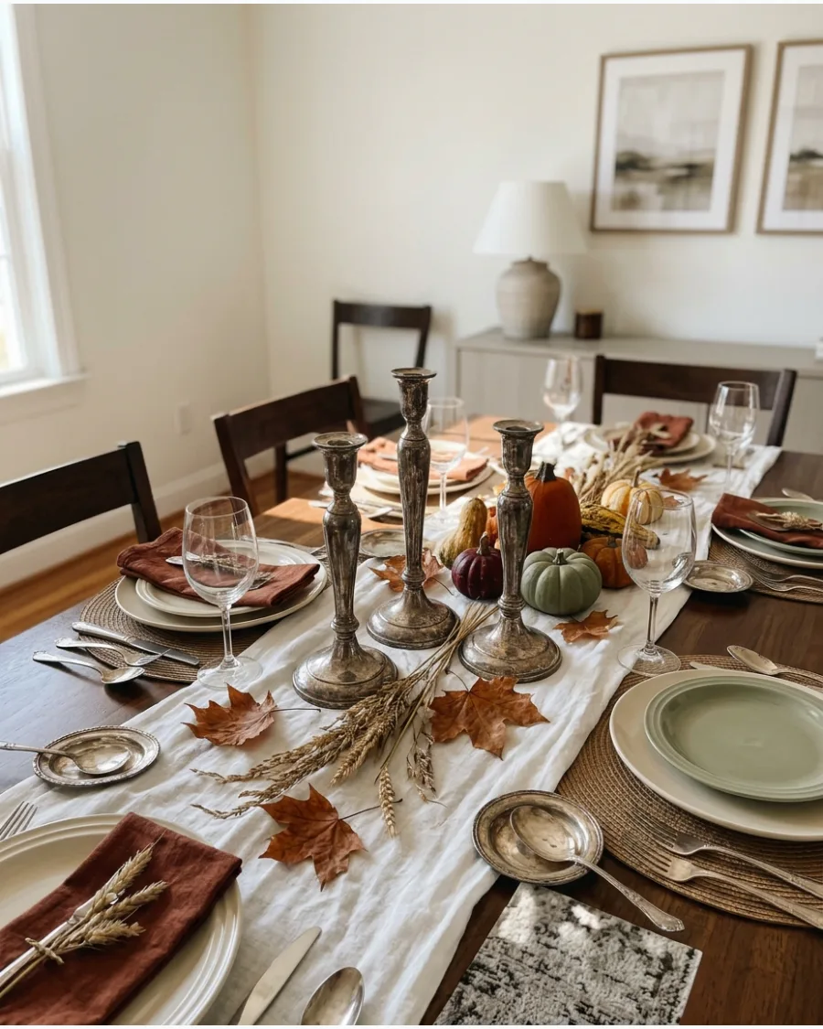 32. Vintage Silver Thanksgiving Tablescape
