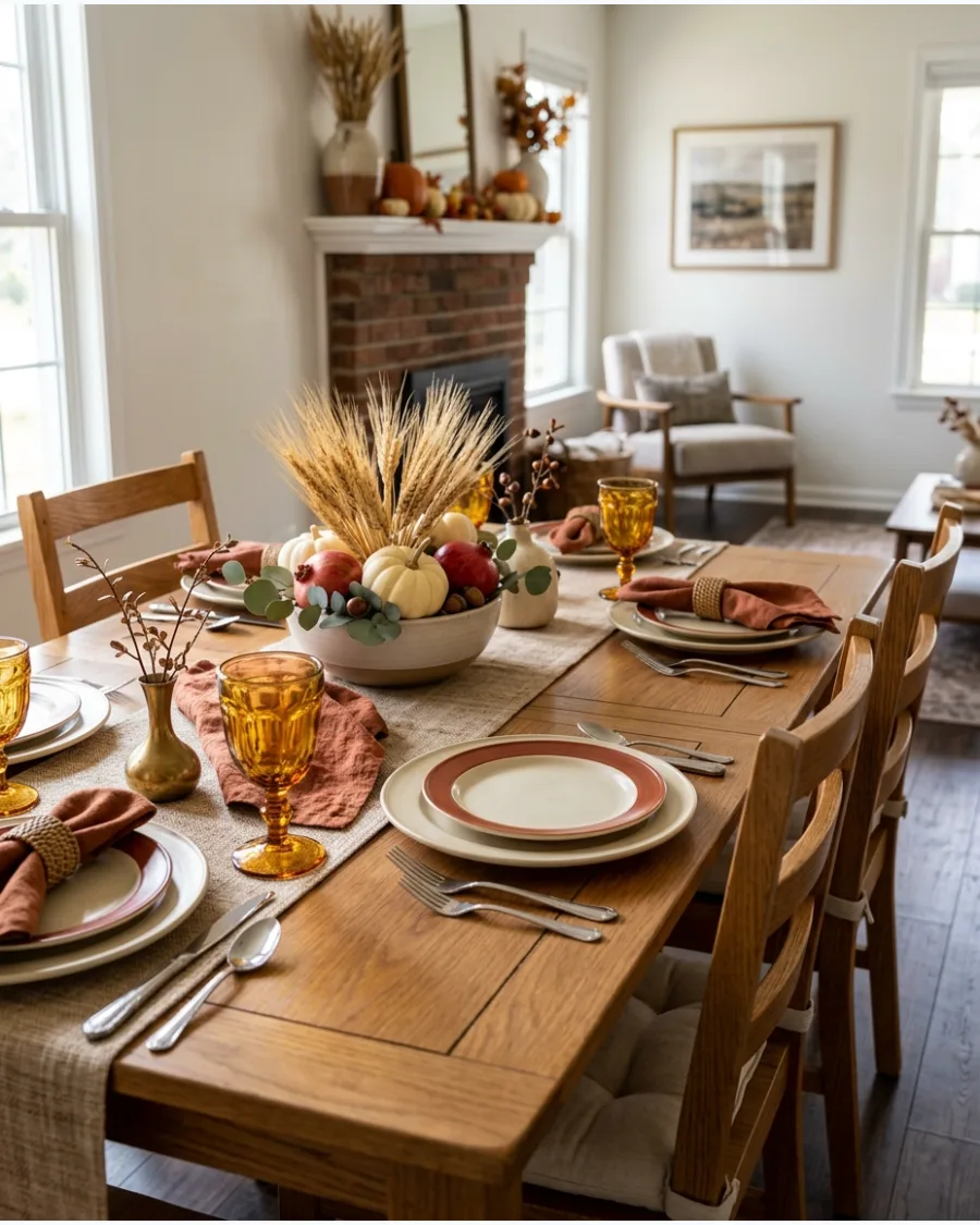 35. Amber Glass Vintage Thanksgiving Tablescape