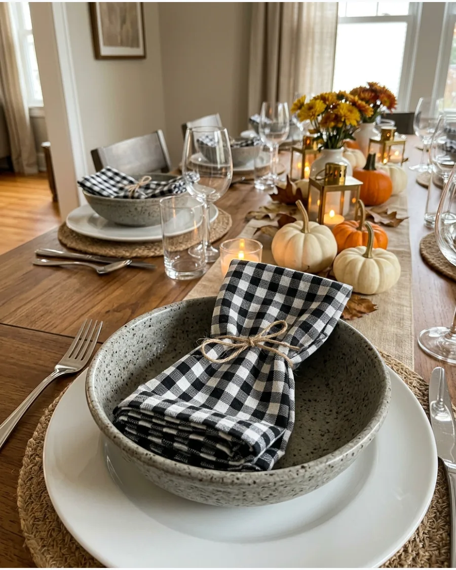 40. Gingham Thanksgiving Tablescape