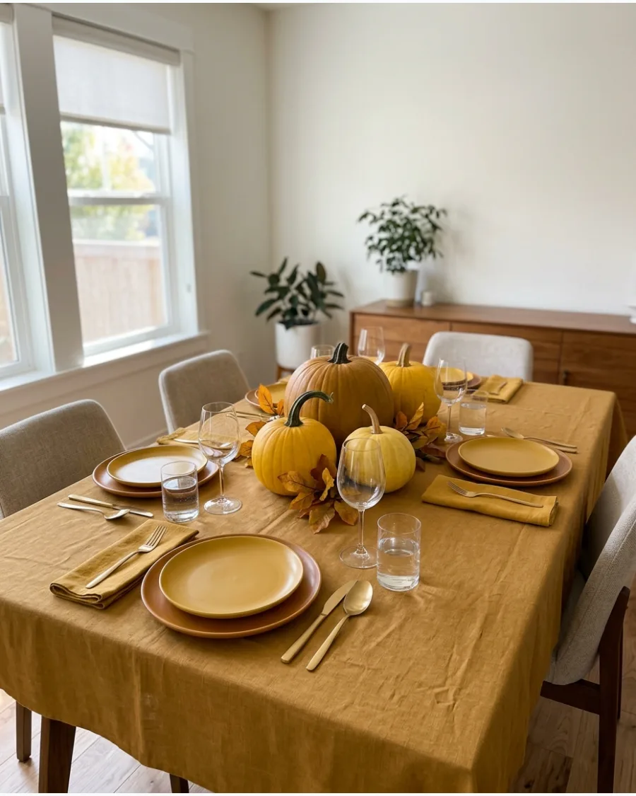 48. Modern Monochromatic Pumpkin Tablescape