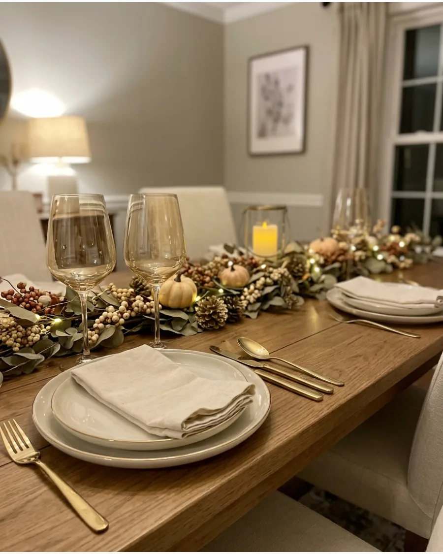 5. Champagne and Cream Thanksgiving Tablescape