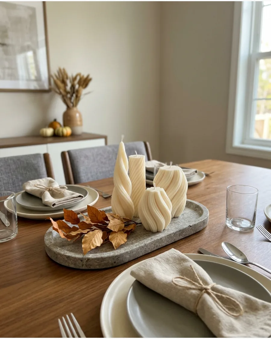 50. Sculptural Candle Thanksgiving Tablescape