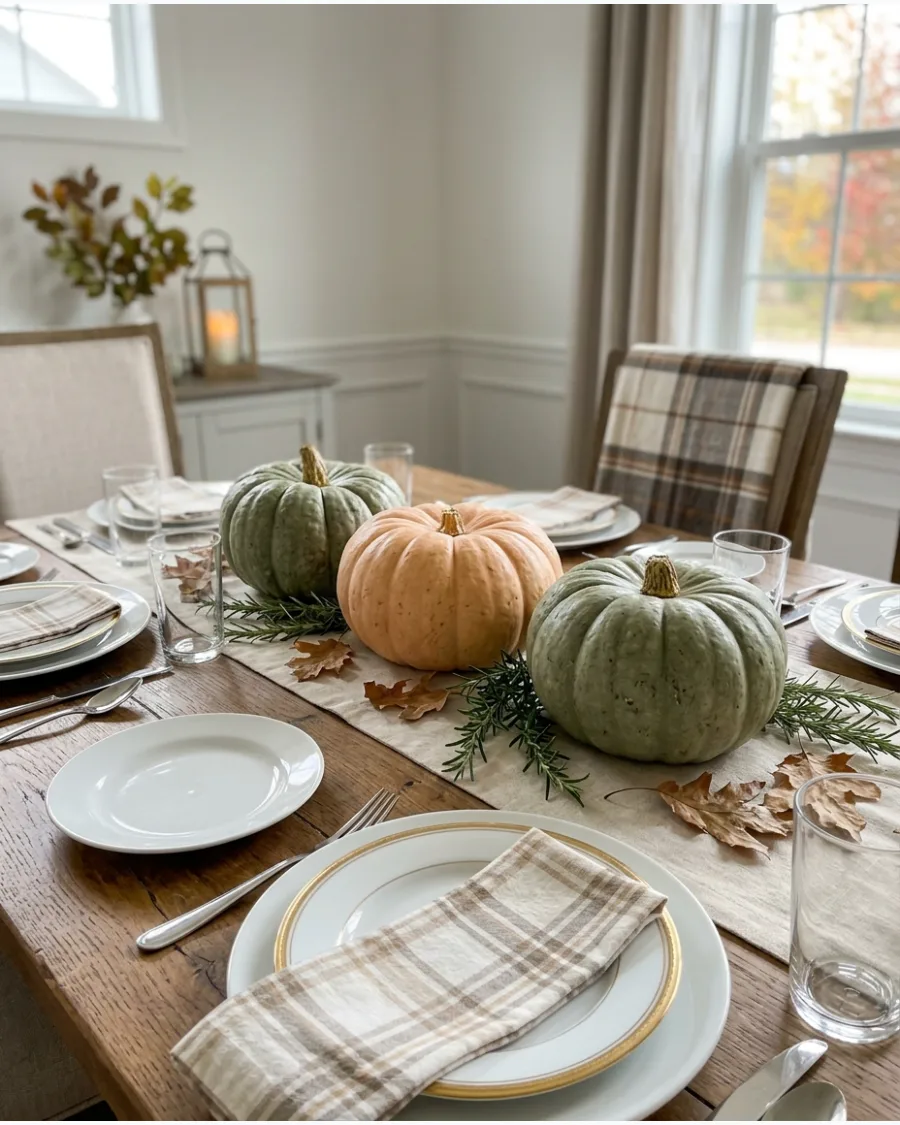 55. Heirloom Pumpkin Centerpiece Tablescape