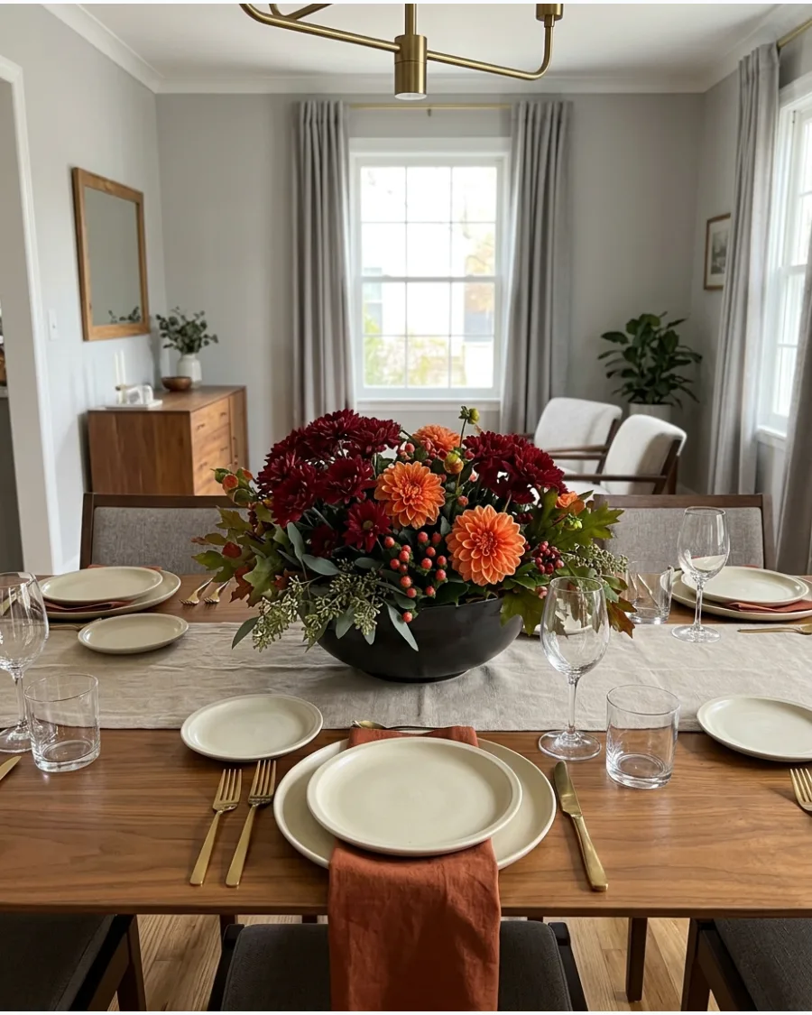 58. Low Floral Thanksgiving Centerpiece