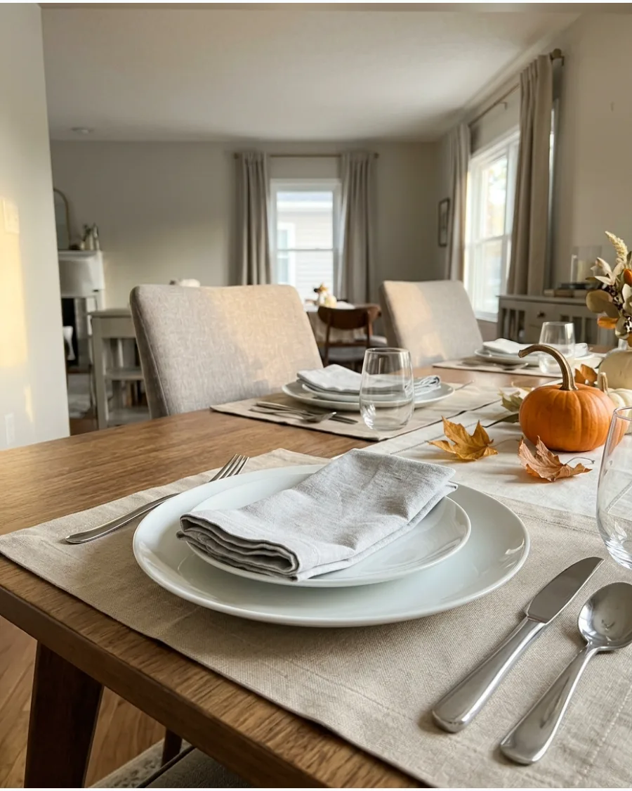 64. Layered Linen Thanksgiving Place Settings