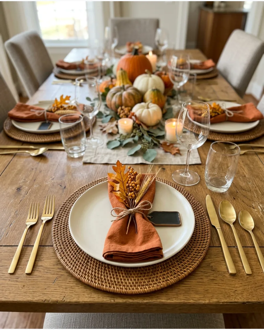 65. Rattan Charger Thanksgiving Place Settings