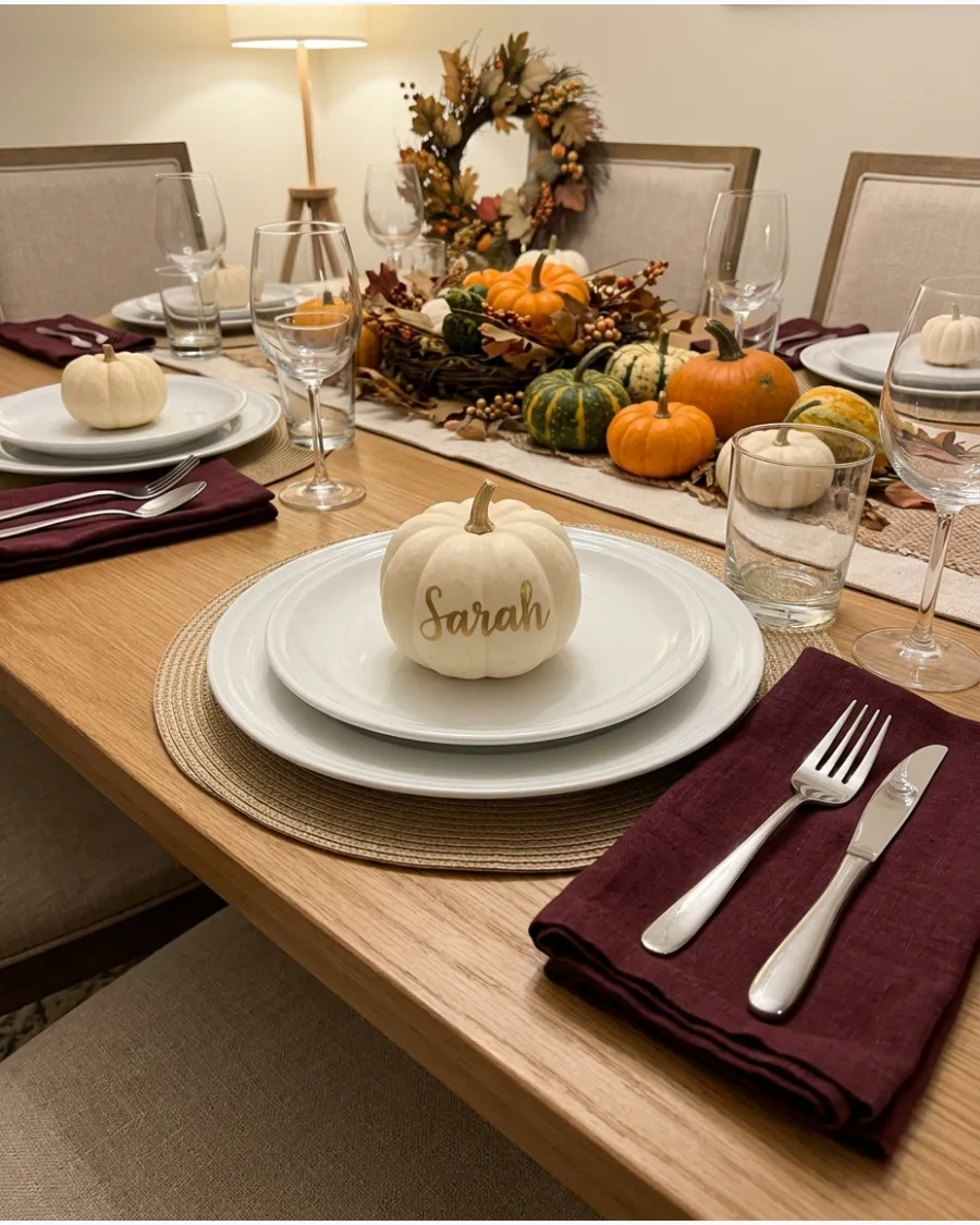 67. Mini Pumpkin Place Card Settings