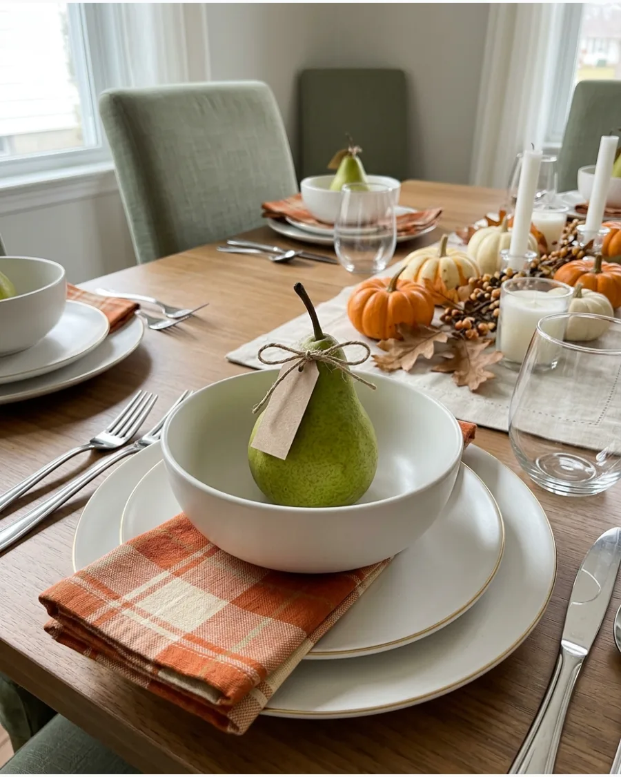 68. Pear Place Card Thanksgiving Settings