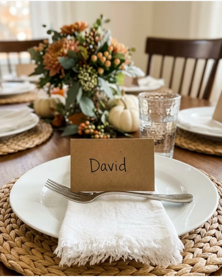 72. Personalized Kraft Paper Thanksgiving Settings