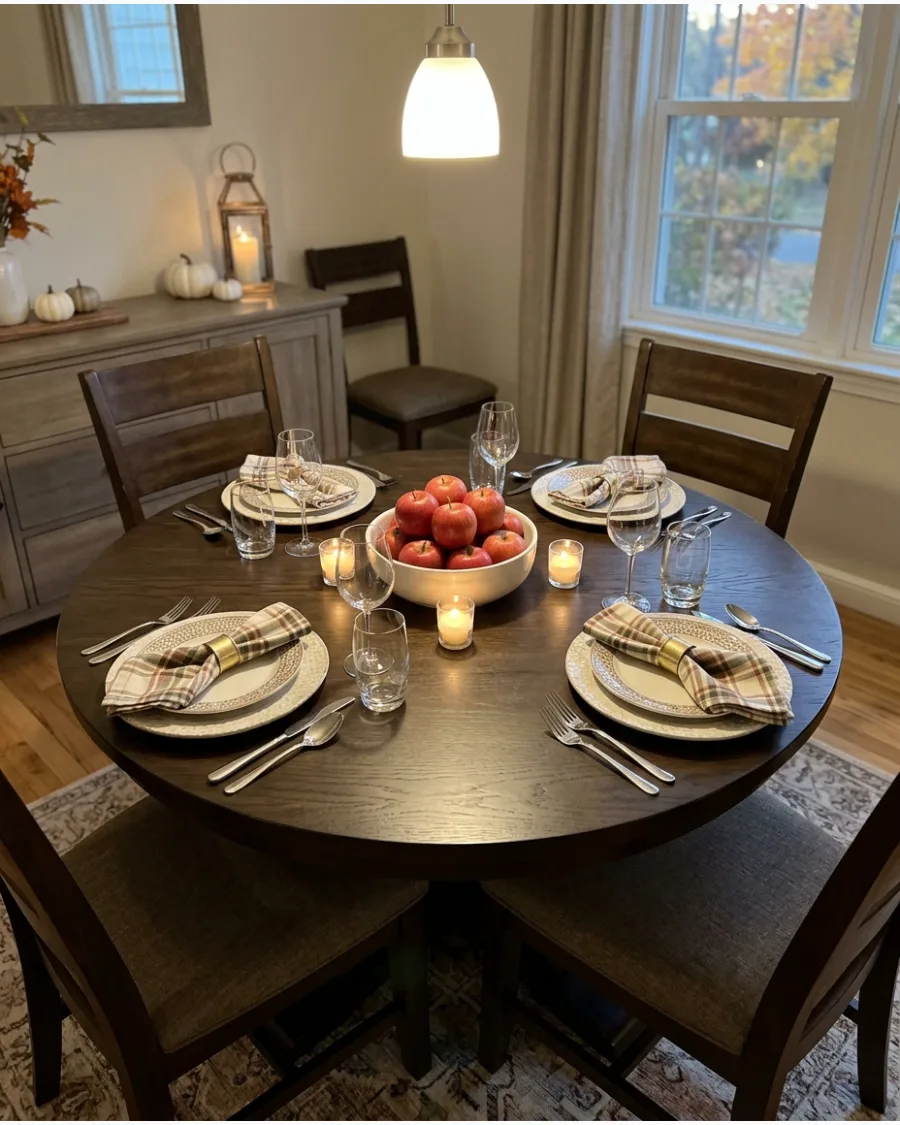 75. Round Table Thanksgiving Tablescape