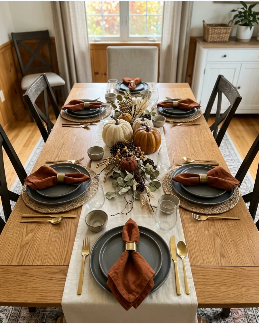 80. No-Tablecloth Thanksgiving Tablescape