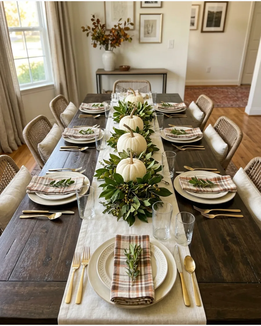 88. Long Farmhouse Table Thanksgiving Tablescape