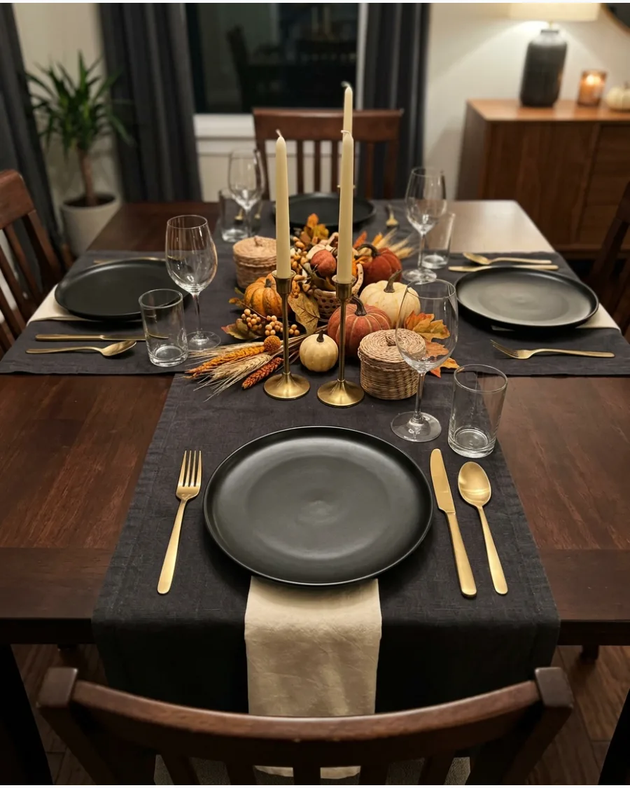 92. Black and Gold Thanksgiving Tablescape