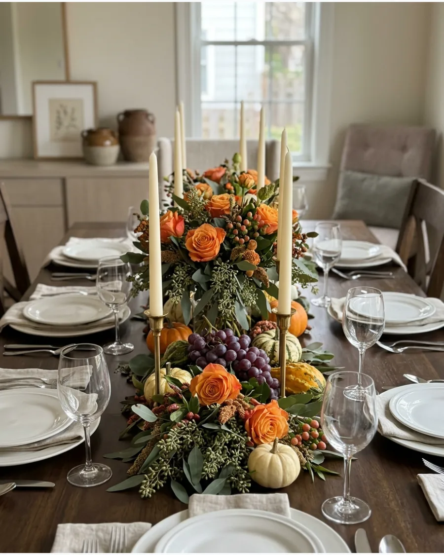 98. Grand Thanksgiving Tablescape With Abundant Florals