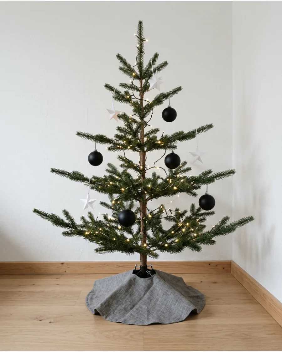 13. Minimalist Black and White Christmas Tree