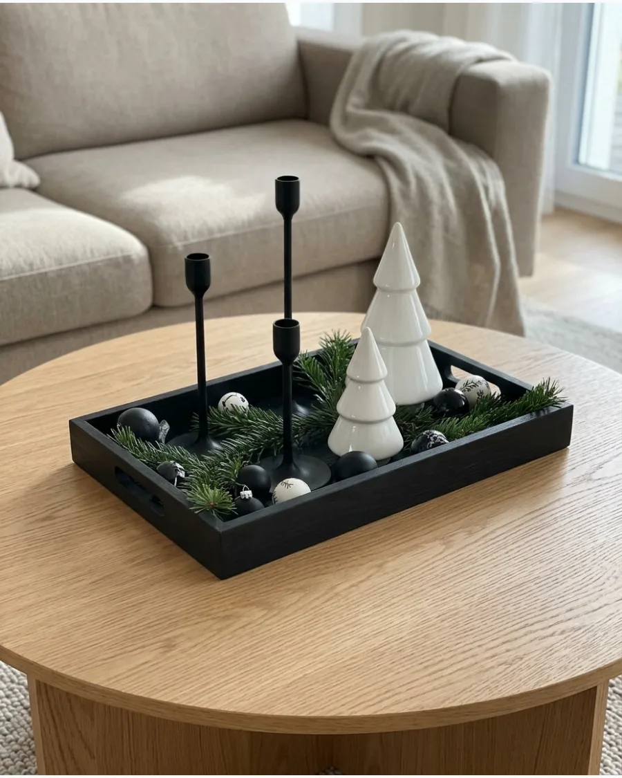 24. Black and White Christmas Coffee Table
