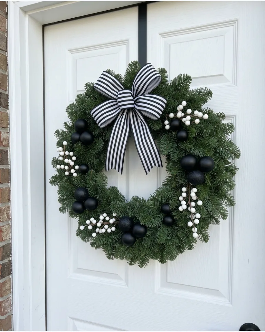 26. Black and White Christmas Wreath