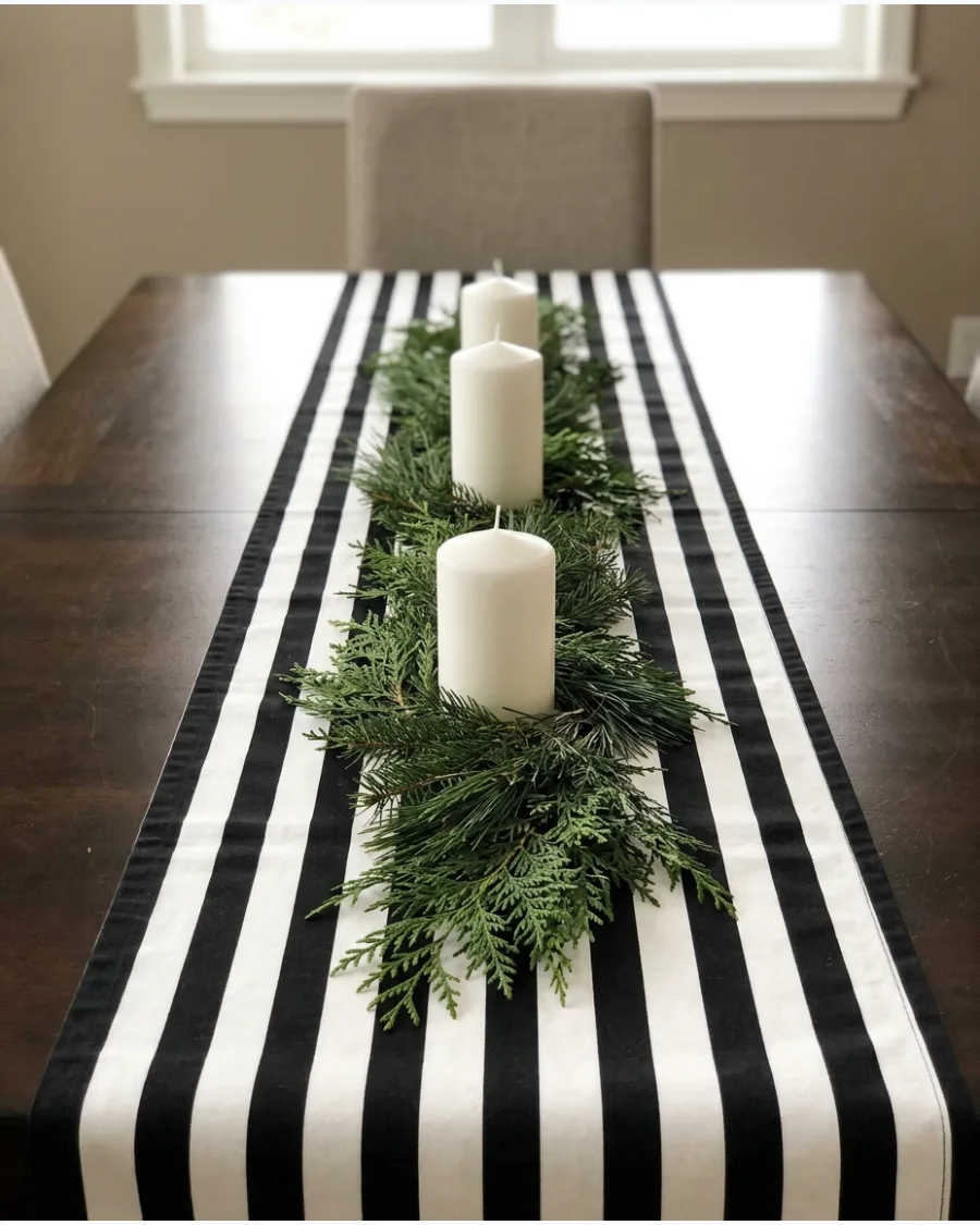36. Black and White Christmas Table Runner