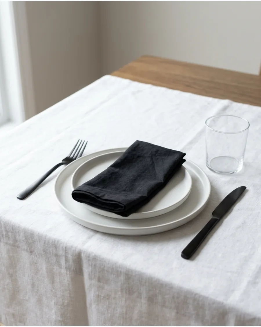38. White Christmas Table With Black Accents