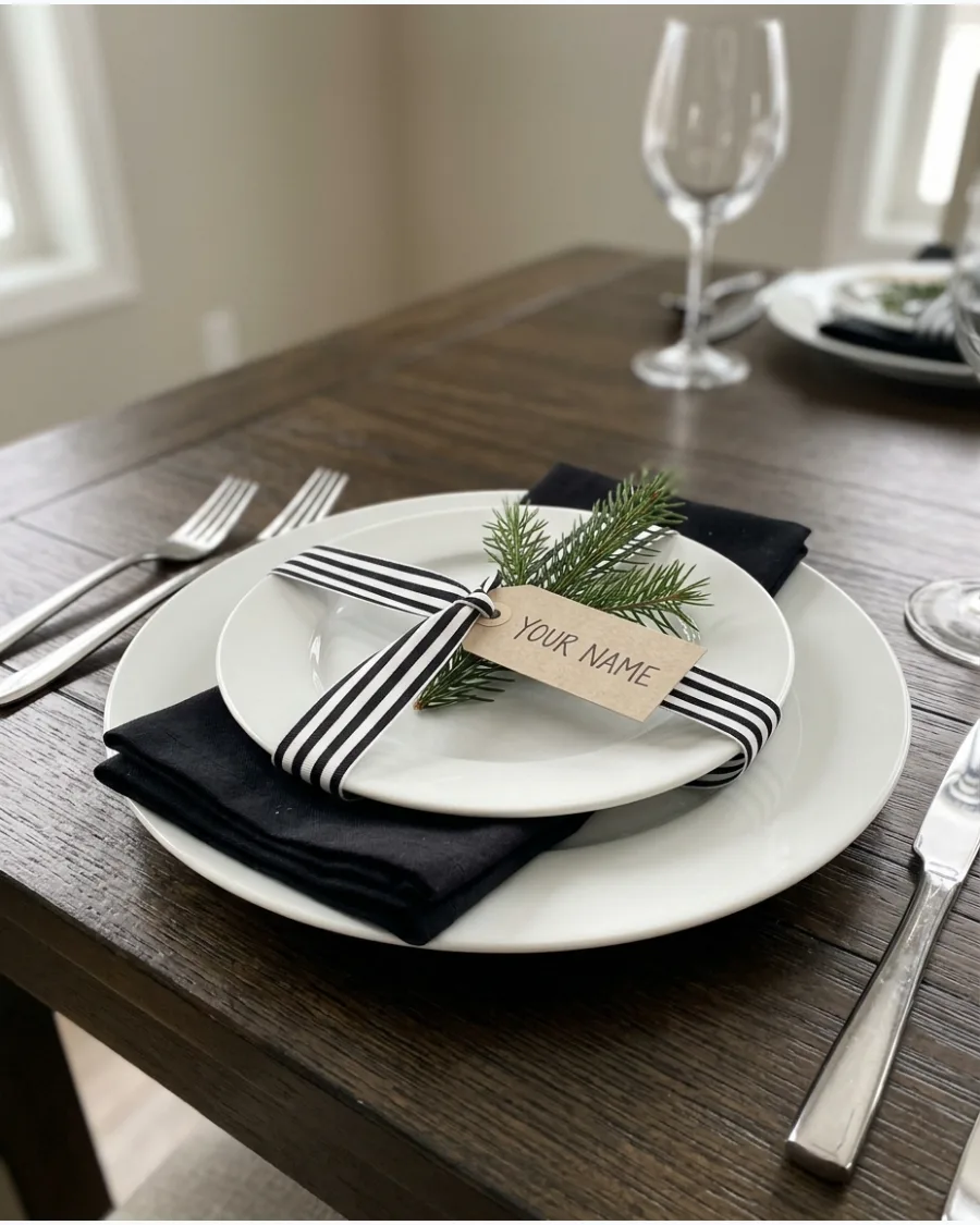 39. Black and White Christmas Place Settings