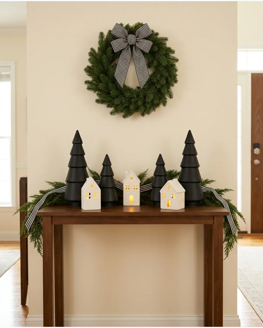43. Black and White Christmas Entryway