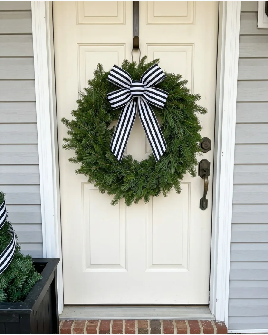 44. Black and White Christmas Front Door