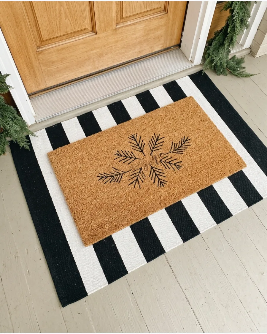 47. Black and White Layered Christmas Doormats