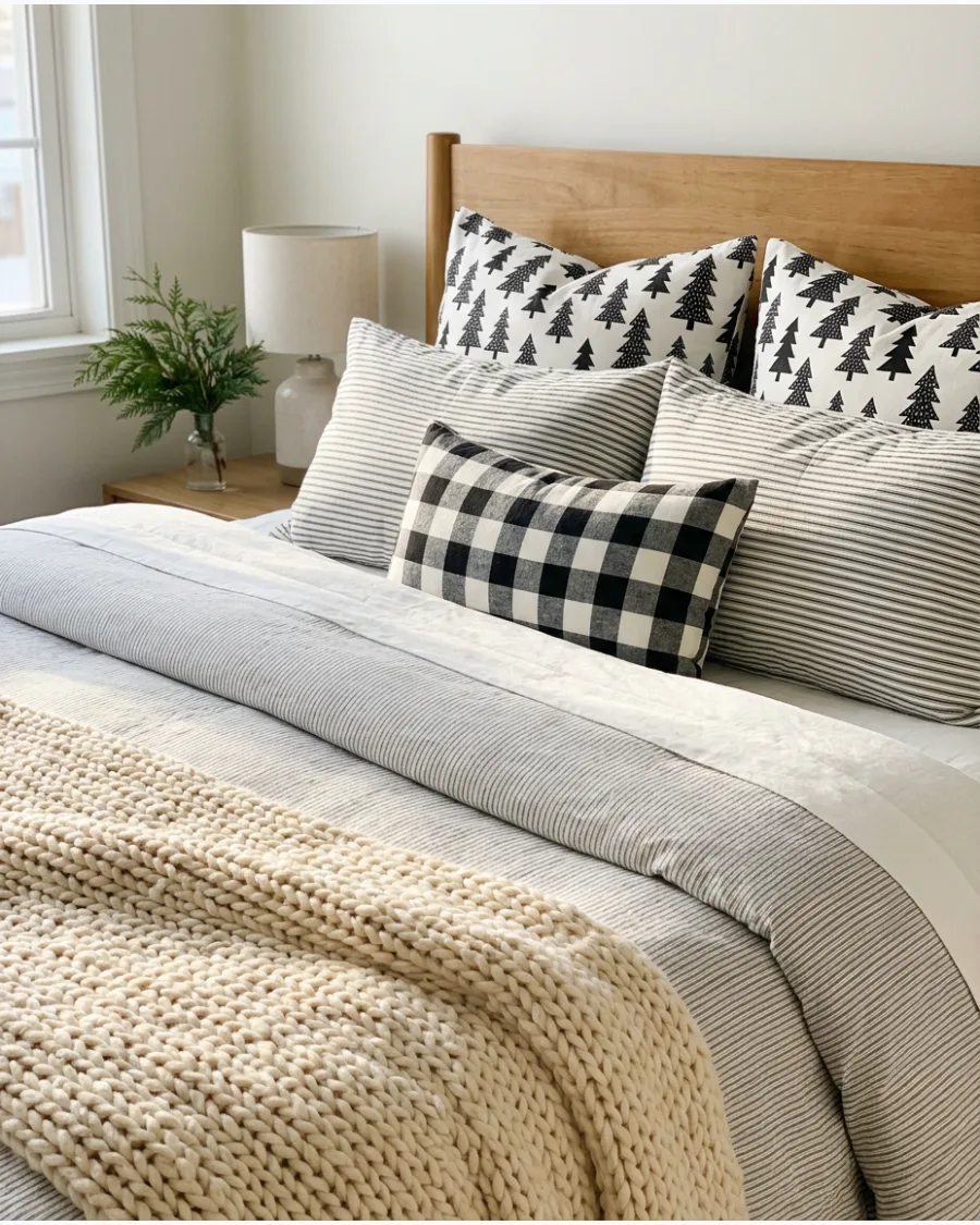 49. Black and White Christmas Bedding