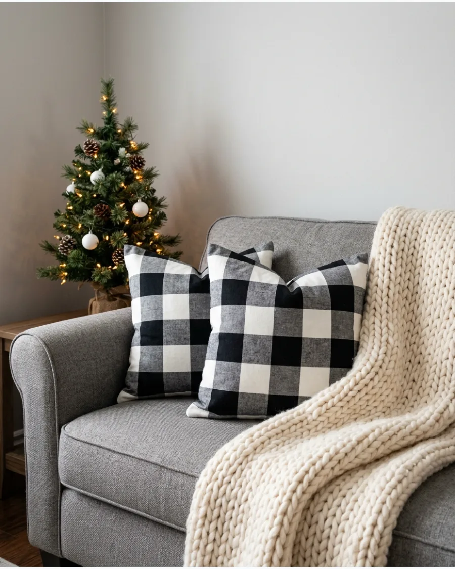 60. Cozy Black and White Christmas Decor Throughout the Home