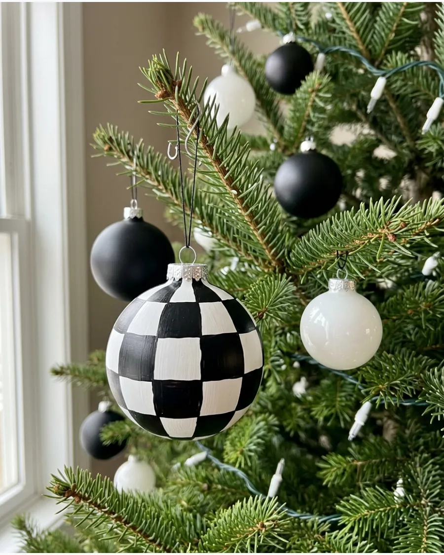 7. Black and White Checkered Christmas Tree