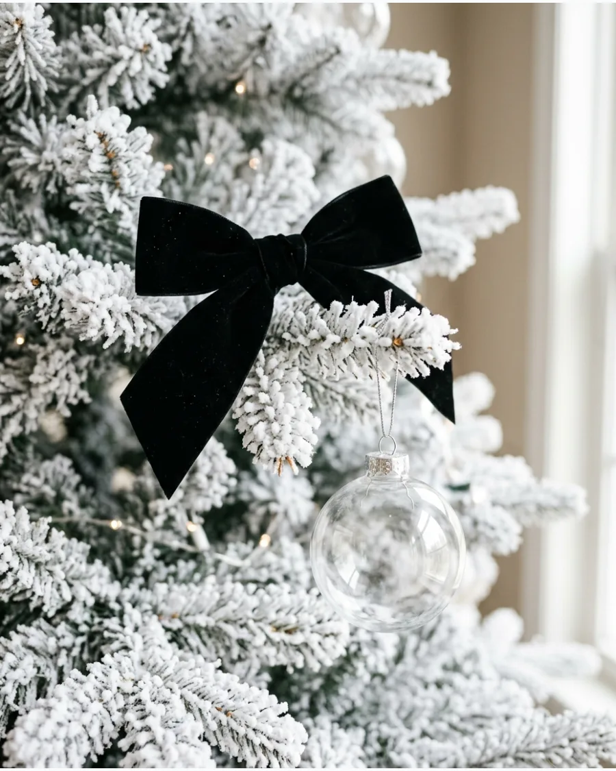 8. Black and White Flocked Christmas Tree