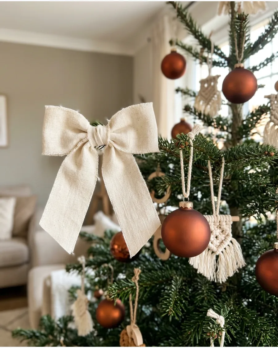 12. Rust and Cream Boho Christmas Tree