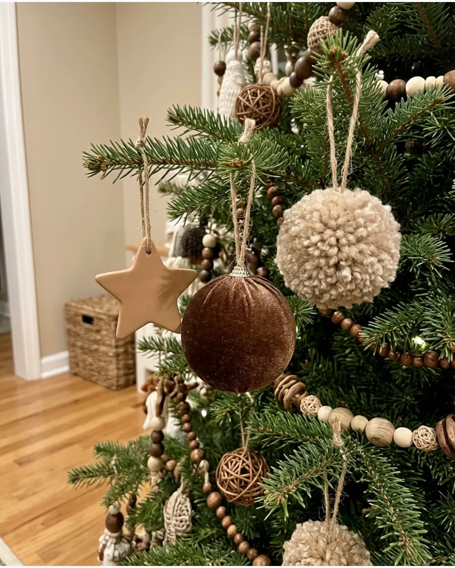13. Brown and Beige Boho Christmas Tree