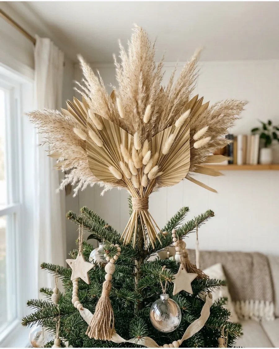 15. Pampas Grass Christmas Tree Topper