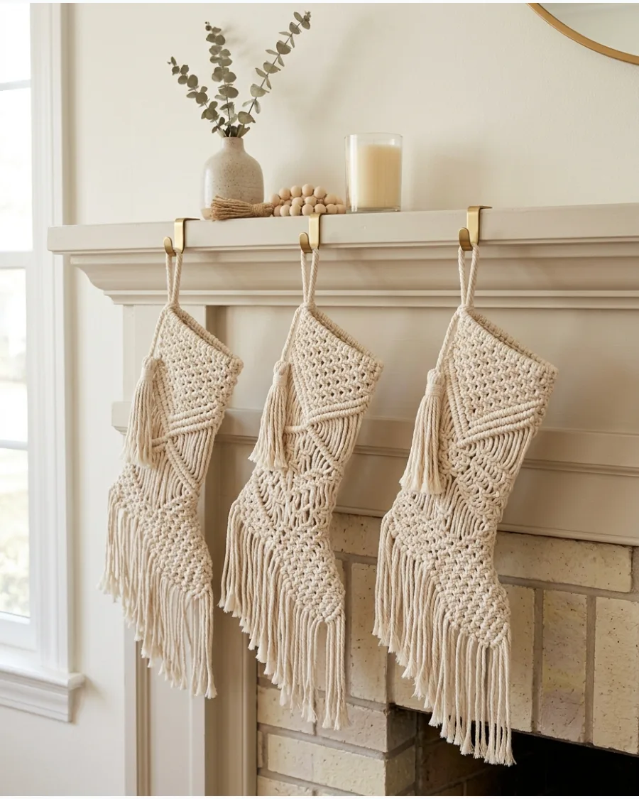 17. Macramé Christmas Stockings
