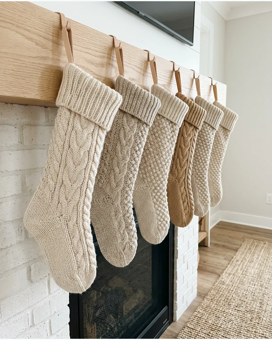 18. Neutral Knit Christmas Stockings