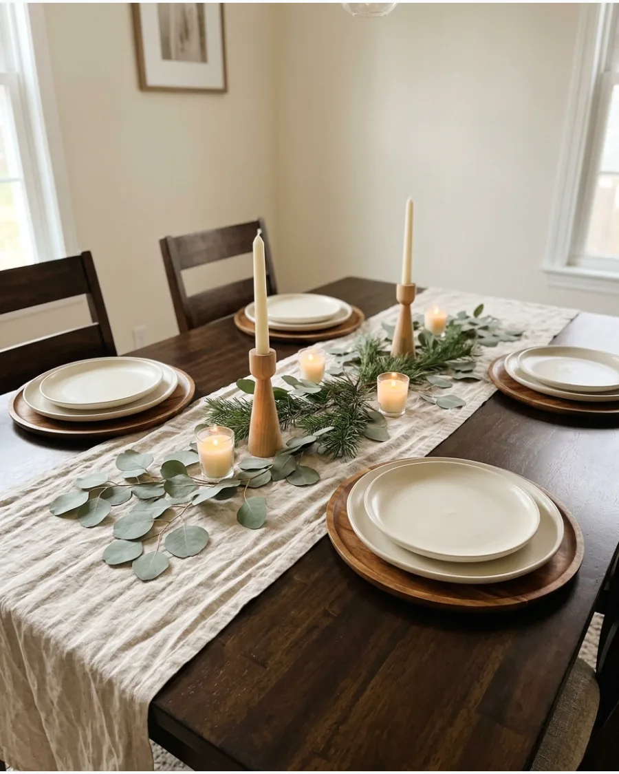 38. Neutral Boho Christmas Tablescape