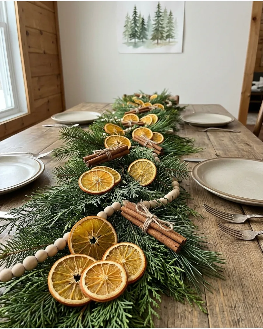 40. Dried Orange Christmas Table Garland