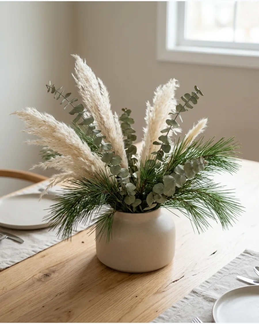 41. Pampas Grass Christmas Centerpiece