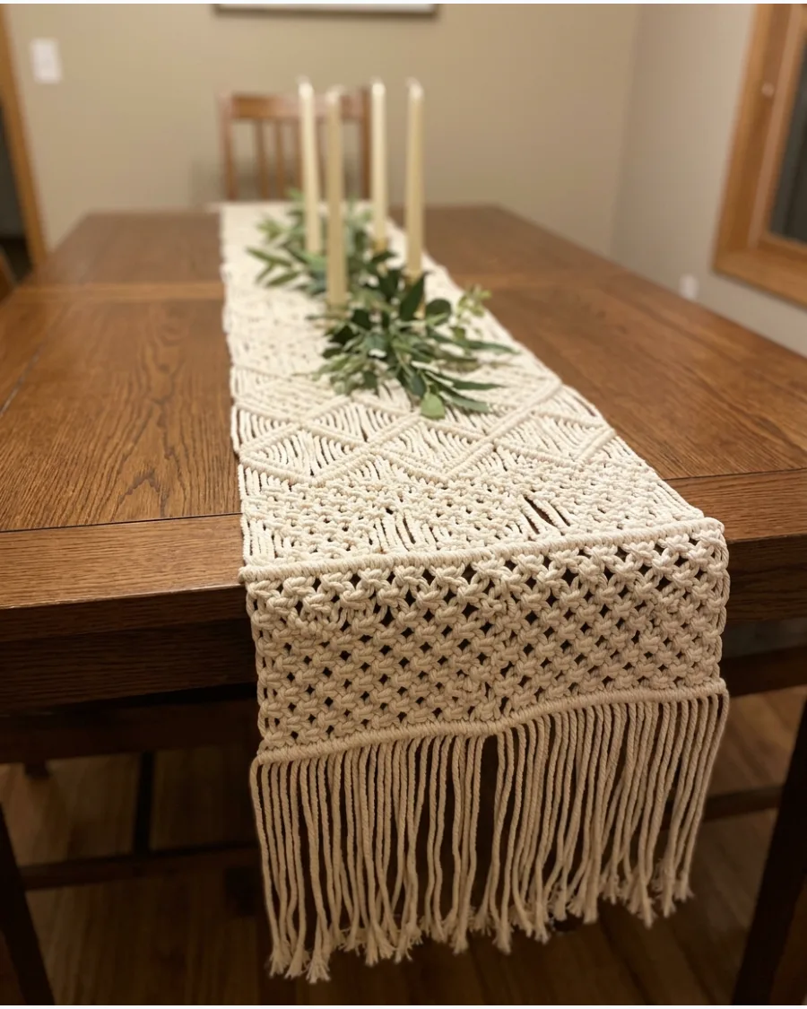 42. Macramé Christmas Table Runner