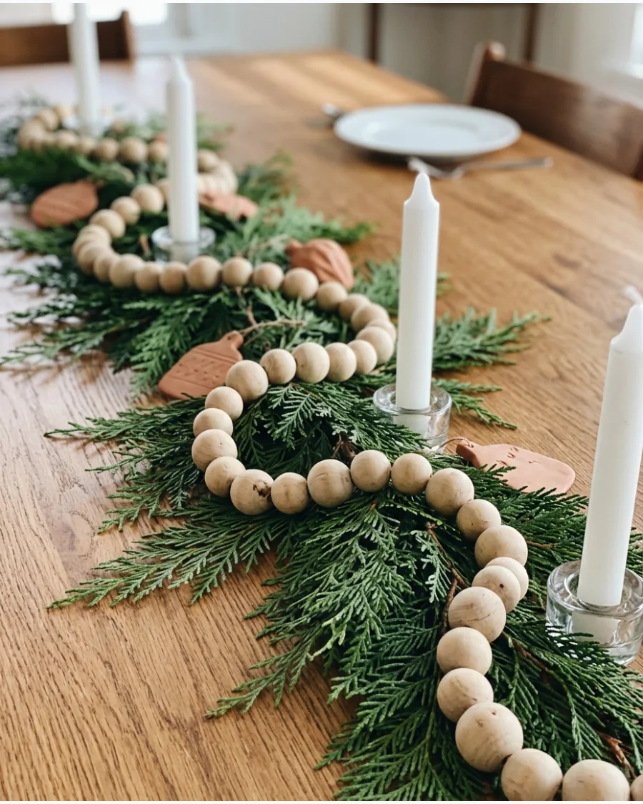 44. Wooden Bead Christmas Table Garland
