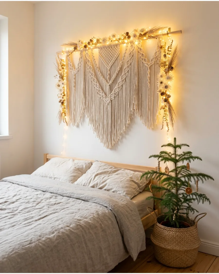 47. Boho Christmas Bedroom With Macramé
