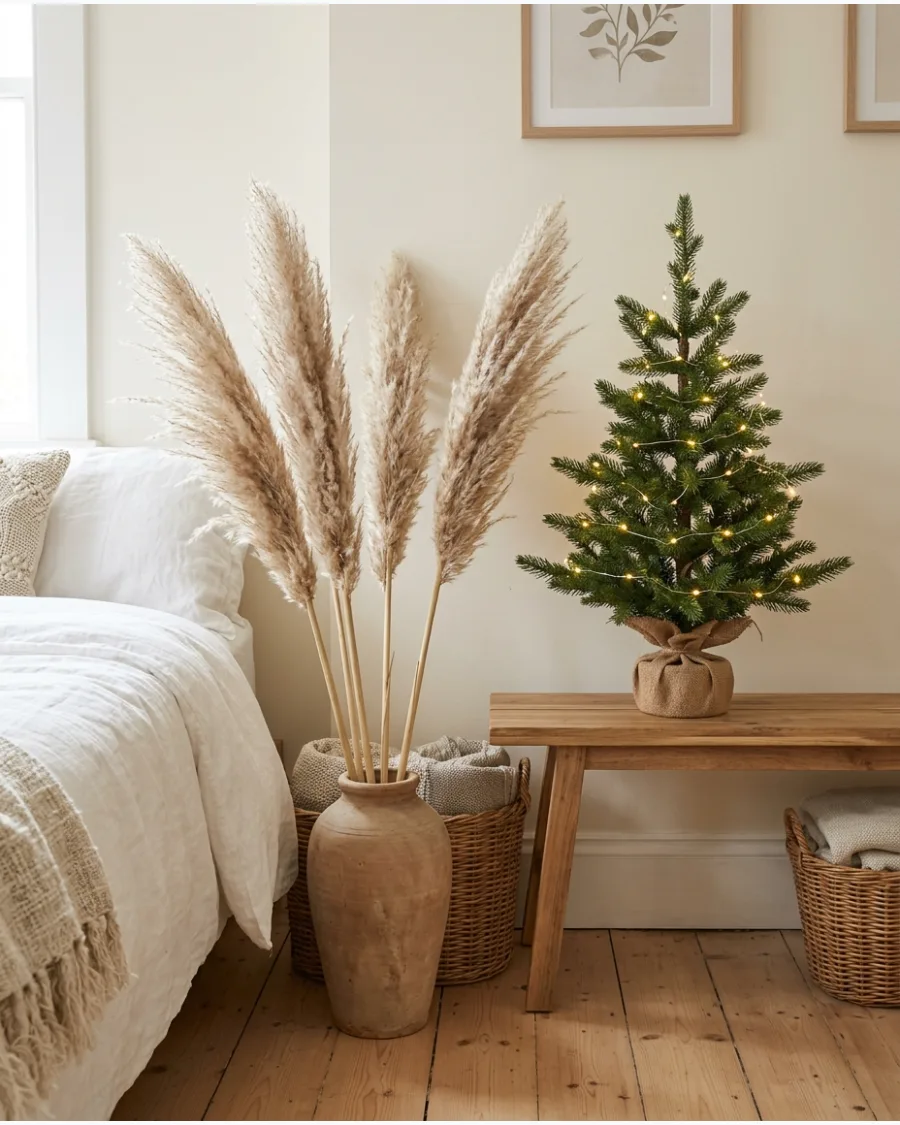 48. Pampas Grass Christmas Bedroom