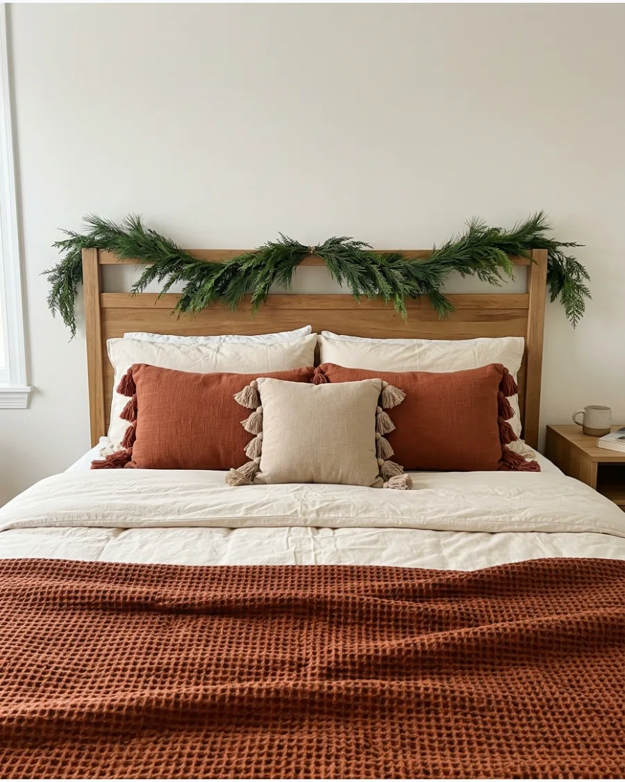 49. Boho Christmas Bed With Rust and Cream Layers