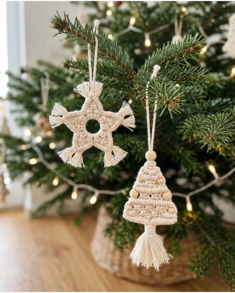 53. DIY Macramé Christmas Ornaments