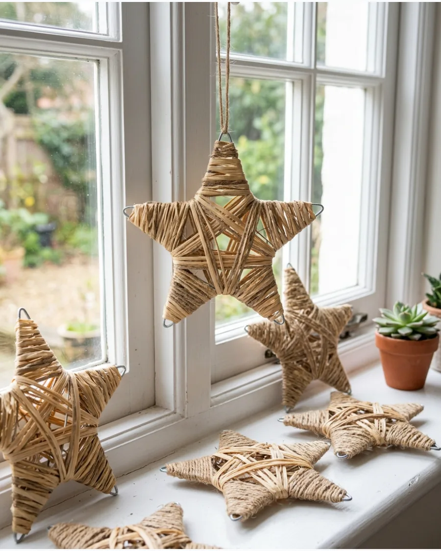 58. DIY Rattan-Look Christmas Stars