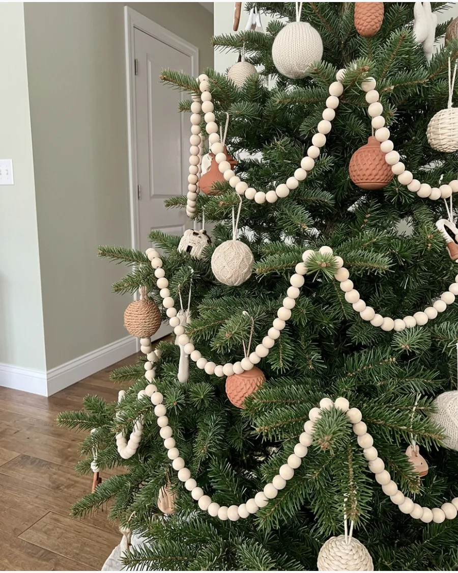 7. Wooden Bead Garland Christmas Tree