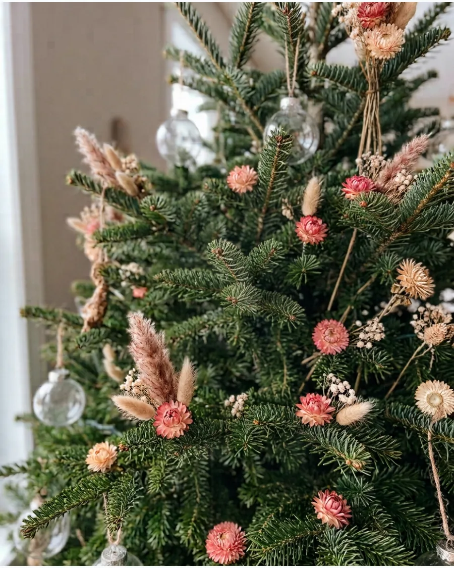 9. Boho Christmas Tree With Dried Flowers